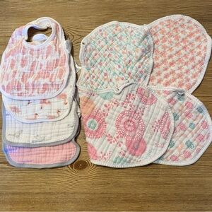 Aden + Anis Girl Soft Muslin Baby Bibs & Burpy Bibs Bundle